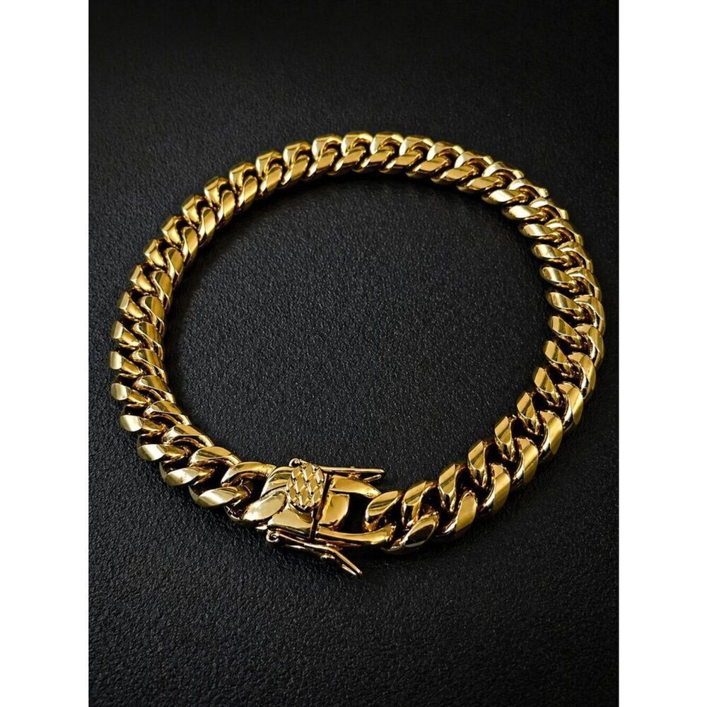 Gold Stainless steel 8mm Cuban Link Bracelet